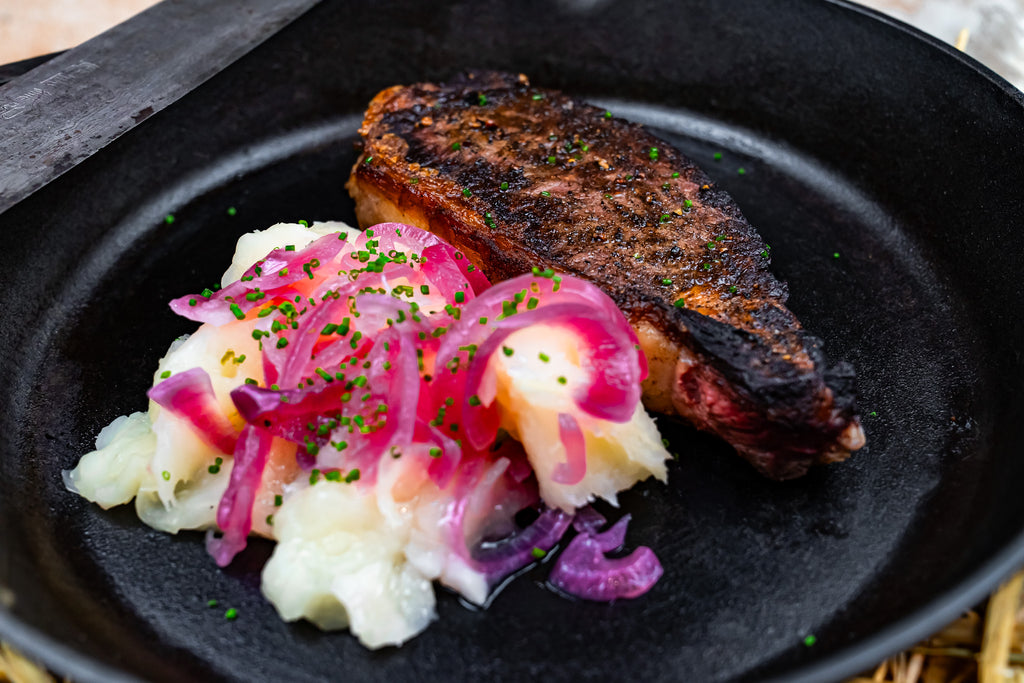 NY Strip with Marinated Yucca